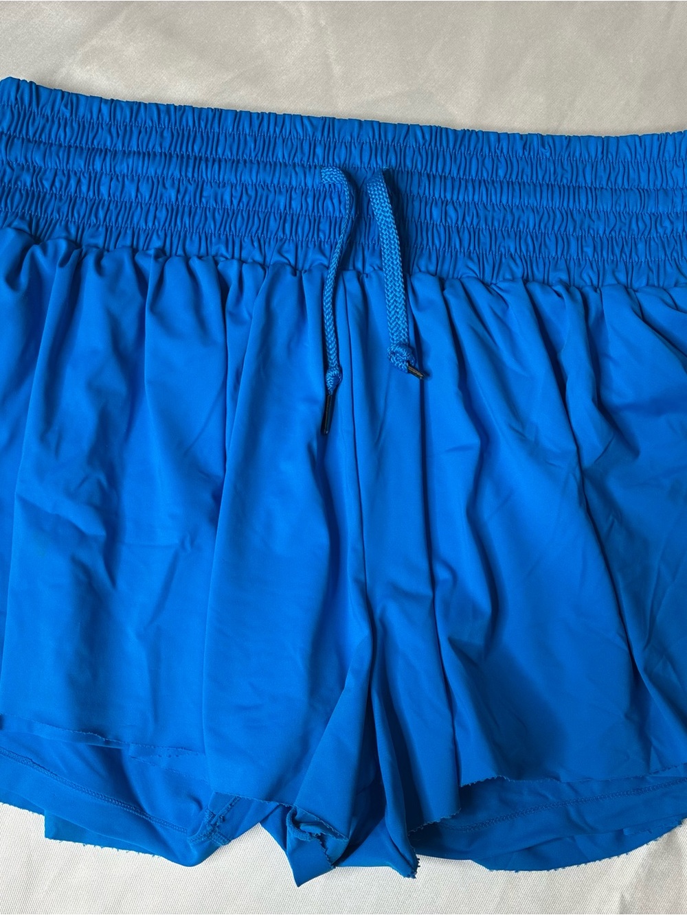 Bright Blue Elastic Waist Athletic Shorts